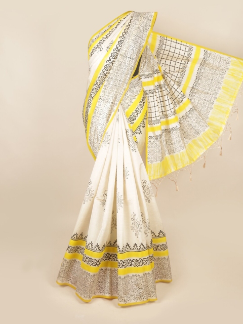 

Pothys Cream-Coloured & Black Ethnic Motifs Art Silk Saree