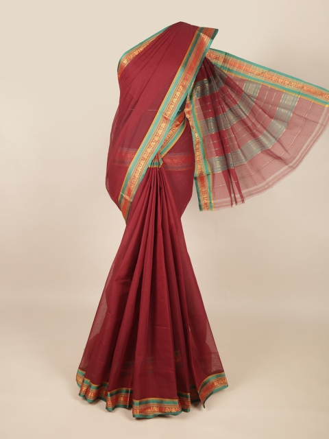 

Pothys Maroon & Teal Zari Saree