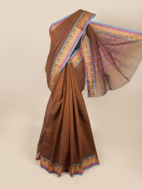 

Pothys Brown & Blue Floral Saree