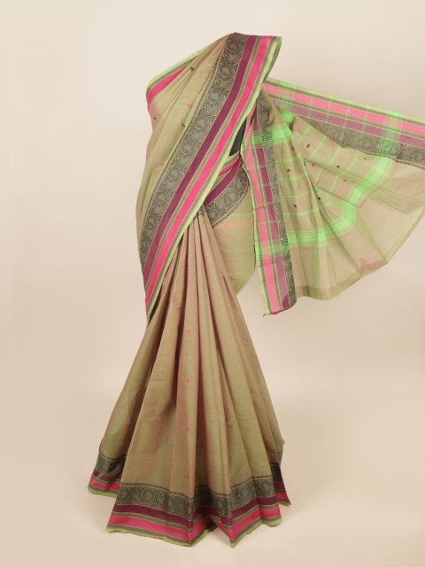 

Pothys Tan & Green Ethnic Motifs Saree