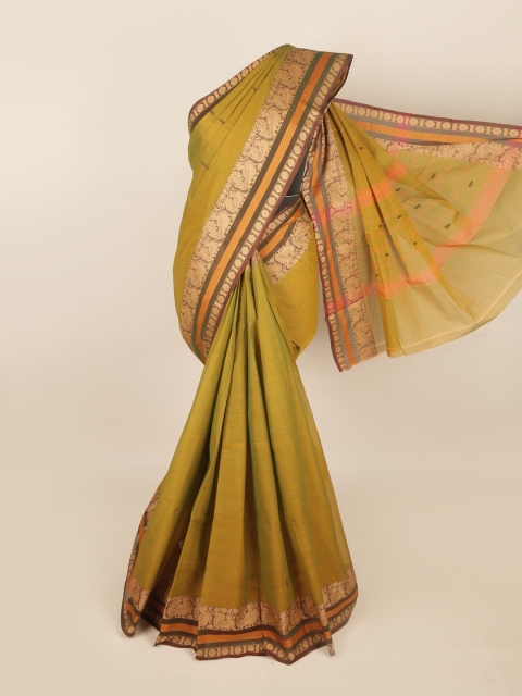 

Pothys Green & Gold-Toned Woven Design Saree