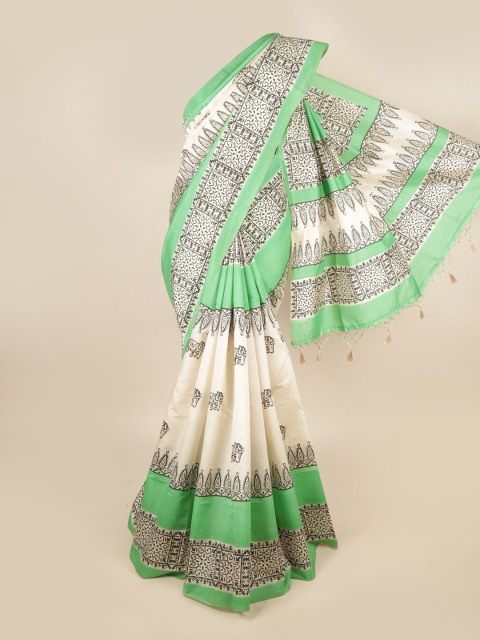 

Pothys Cream-Coloured & Black Ethnic Motifs Art Silk Saree