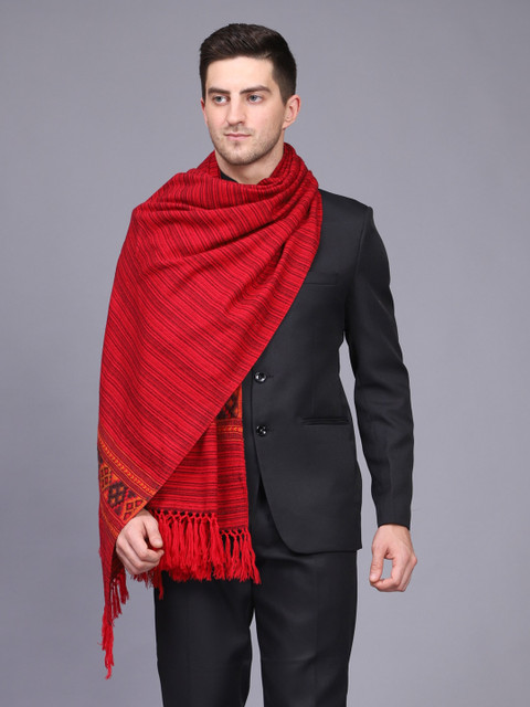 

WEAVERS VILLA Men Maroon Woven Design Shawl