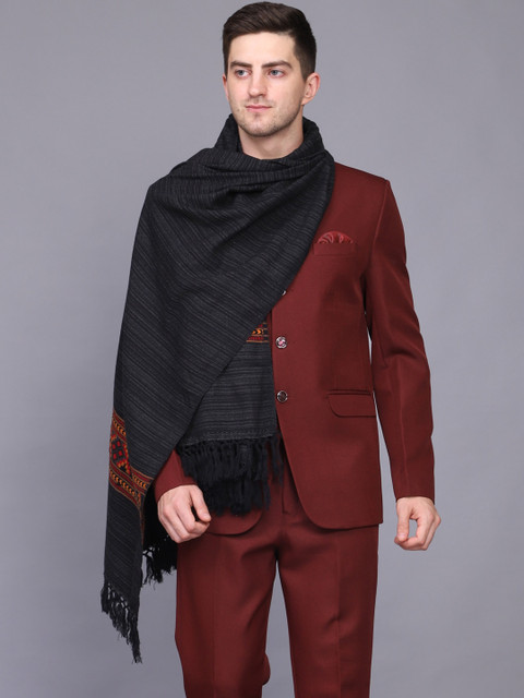 

WEAVERS VILLA Men Black Woven Design Shawl