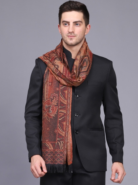 

WEAVERS VILLA Men Black & Brown Woven Design Shawl