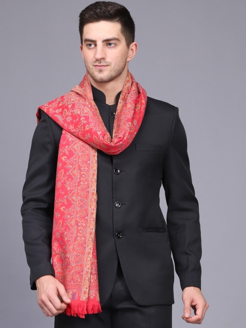 

WEAVERS VILLA Men Pink & Blue Woven Design Shawl