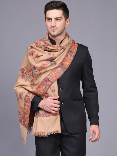 

WEAVERS VILLA Men Beige & Orange Woven Design Shawl
