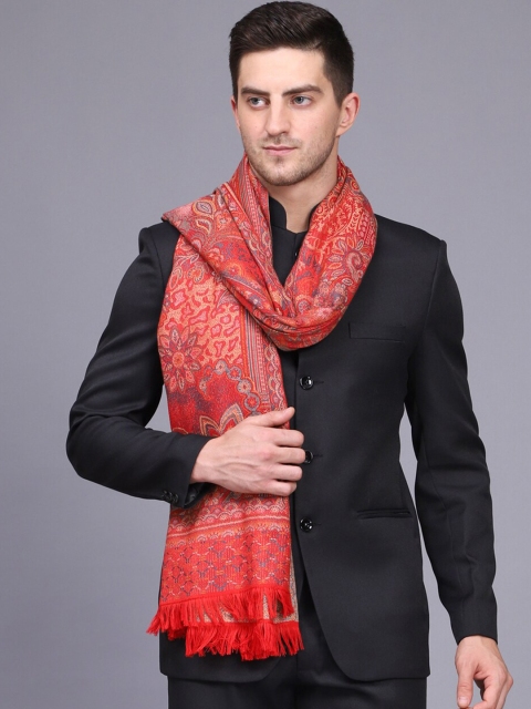 

WEAVERS VILLA Men Red & Yellow Woven Design Shawl