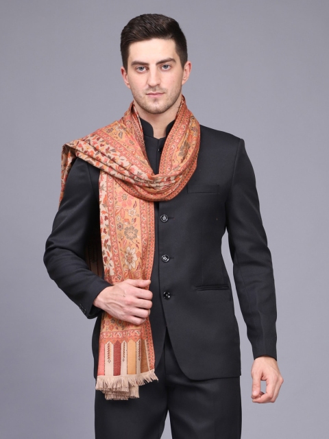 

WEAVERS VILLA Men Beige & Orange Woven Design Shawl