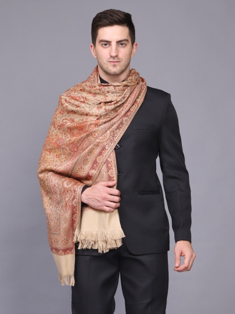 

WEAVERS VILLA Men Beige & Brown Woven Design Shawl