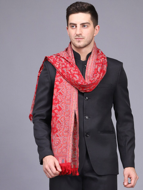 

WEAVERS VILLA Men Red & Pink Woven-Design Shawl