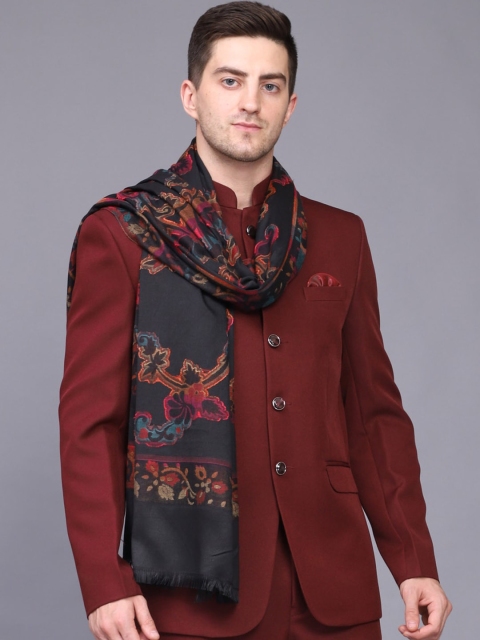 

WEAVERS VILLA Men Black & Red Woven Design Shawl