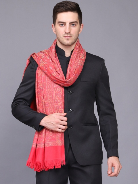 

WEAVERS VILLA Men Pink & Beige Woven Design Shawl