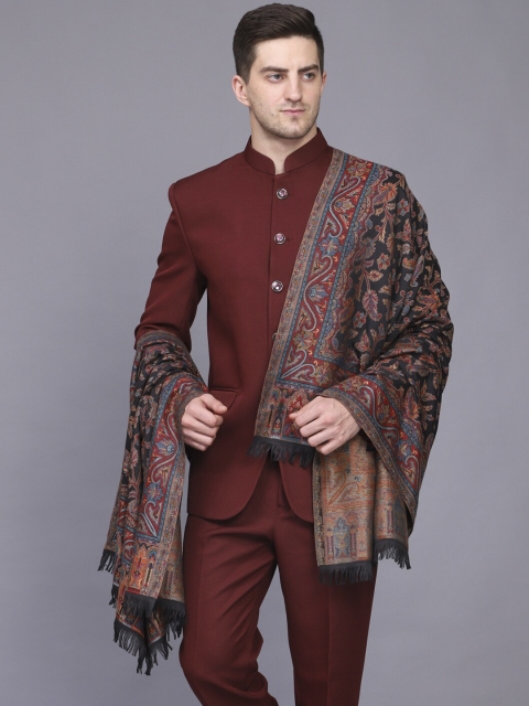 

WEAVERS VILLA Men Black & Red Woven Design Shawl