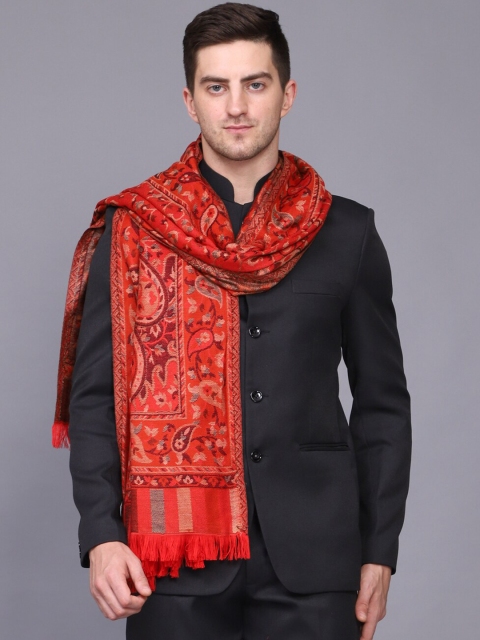 

WEAVERS VILLA Men Maroon Woven-Design Shawl