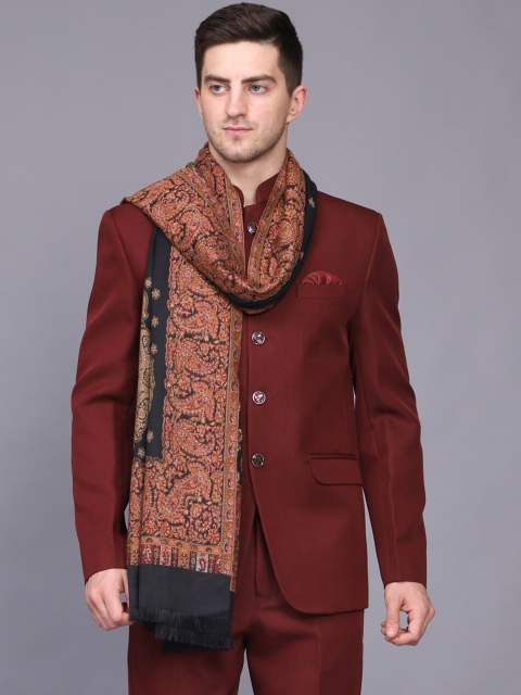 

WEAVERS VILLA Men Black & Brown Woven Design Shawl