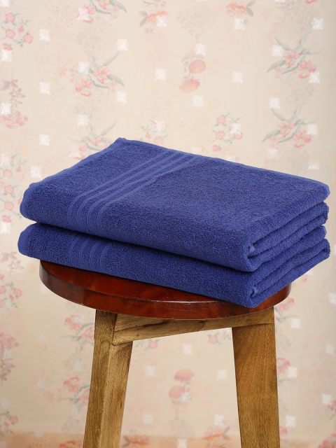 

Trident Blue Solid Set Of 2 Cotton 400 GSM Towel Set