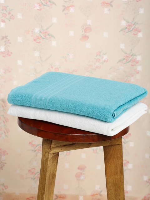 

Trident Sea Green & White 2 Pcs 400 GSM Bath Towels
