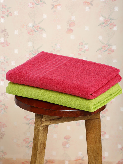 

Trident Set of 2 400 GSM Cotton Towel Set, Fluorescent green