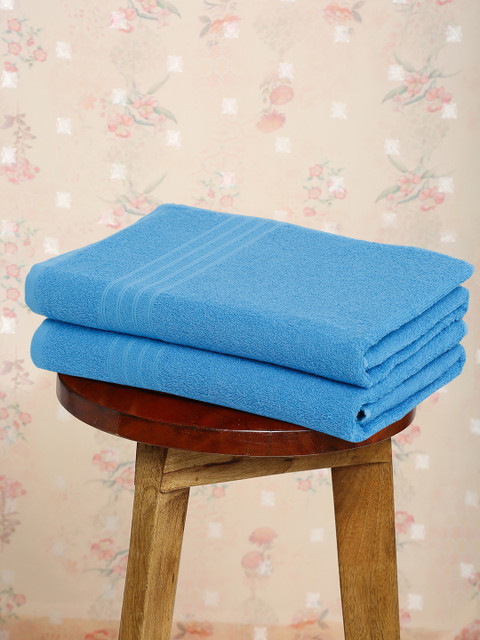 

Trident Set Of 2 Blue Solid 400 GSM Towels