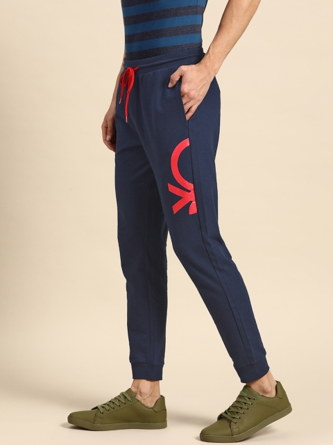 

United Colors of Benetton Men Navy Blue Lounge Joggers With Brand Logo Details