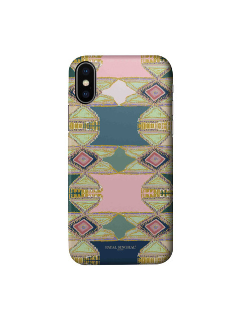

macmerise Beige & Pink Aztec Green Patterned iPhone X Back Case