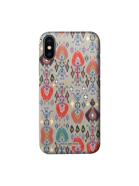 

macmerise Grey & Orange Printed iPhone X Back Case