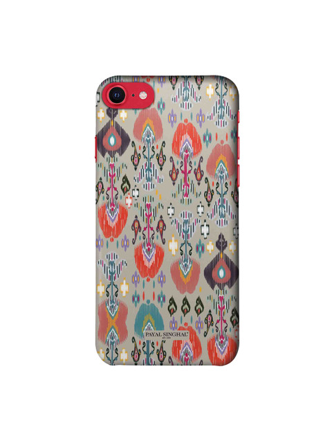 

macmerise Grey & Orange Printed iPhone SE Back Case