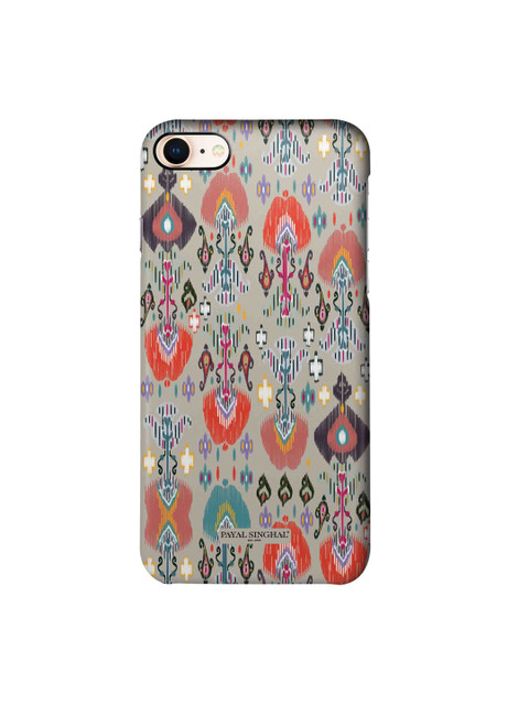 

macmerise Grey & Orange Printed iPhone 8 Back Case