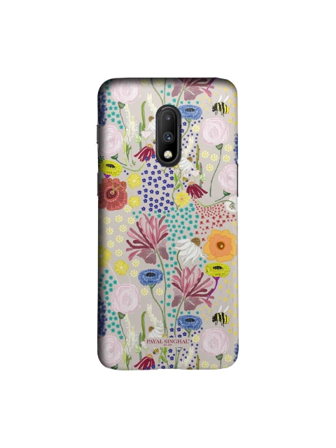 

macmerise Grey & Blue Bee Garden Stone Sleek Printed OnePlus 7 Back Case