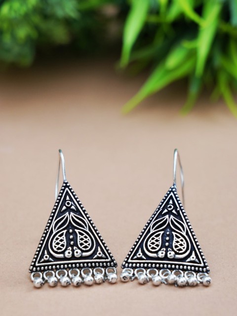 

FIROZA Silver-Toned Triangular Drop Earrings