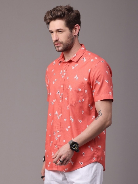 

FOGA Men Pink Slim Fit Floral Opaque Printed Casual Shirt
