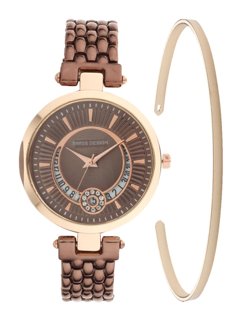 

Swiss Design Woman Brown Bangle & Bracelet Watch Gift Set