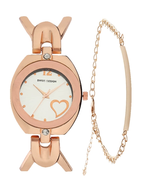 

Swiss Design Women Rose Gold-Toned Watch Gift Set SDWGift Set-209