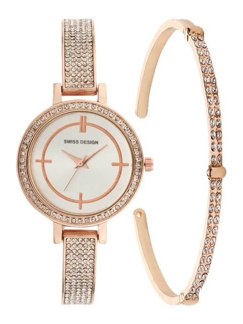 

Swiss Design Women Rose Gold-Toned Watch Gift Set SDWGift Set-135