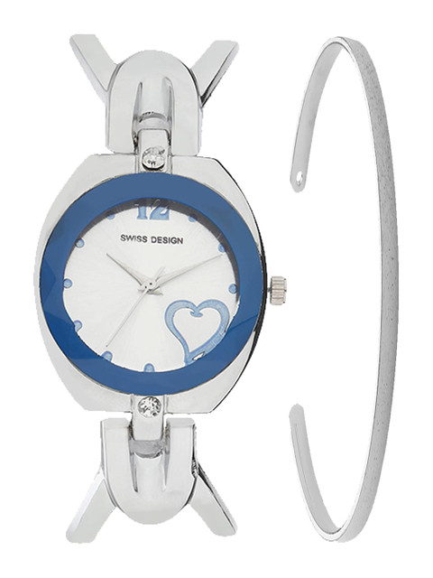 

Swiss Design Women Silver-Toned Watch Gift Set SDWGift Set-149-Silver