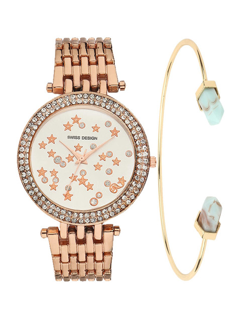 

Swiss Design Women Rose Gold-Toned Watch Gift Set SDWGift Set-154