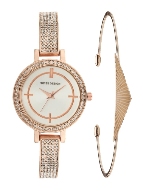 

Swiss Design Women Rose Gold Watch & Bracelet Gift Set