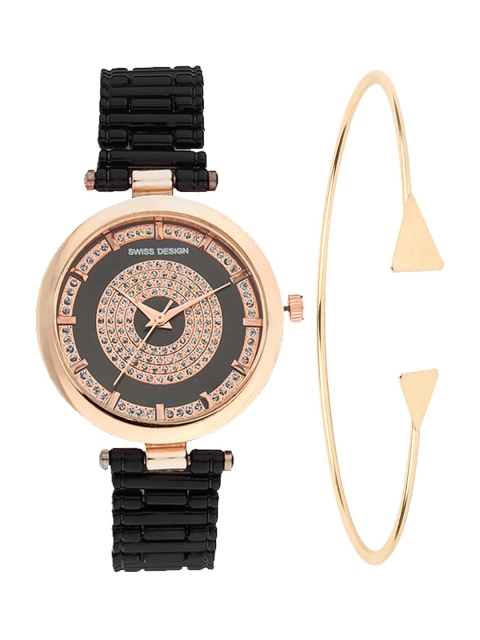 

Swiss Design Women Black Watch Gift Set