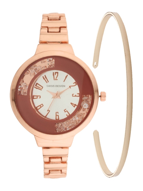 

Swiss Design Women Copper Gift Set of Watch & Bangle Bracelet