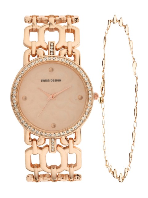 

Swiss Design Woman Rose Gold Bangle & Bracelet Watch Gift Set