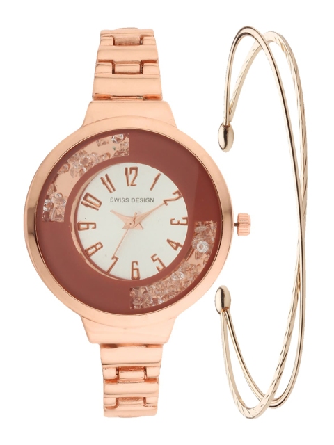 

Swiss Design Women Copper Gift Set of Watch & Bangle Bracelet