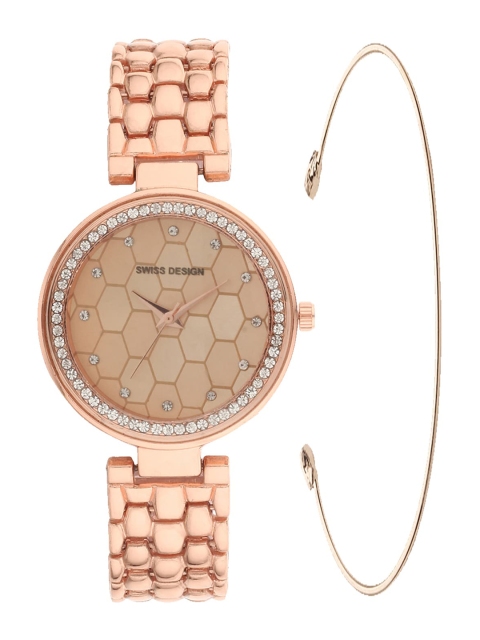 

Swiss Design Women Rose Gold Watch & Bracelet Gift Set