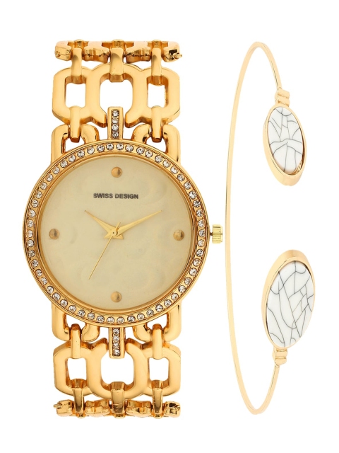 

Swiss Design Women Gold-Toned Gift Set of a Watch and a Bangle