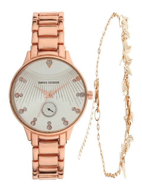 

Swiss Design Women Rose Gold Gift Set of Watch & Bangle Bracelet