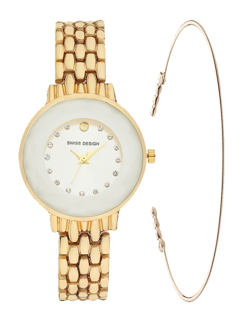 

Swiss Design Women Gold Watch Gift Set