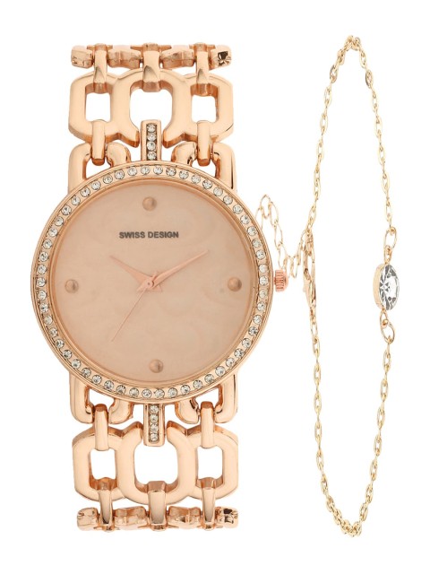 

Swiss Design Women Rose Gold Watch Gift Set