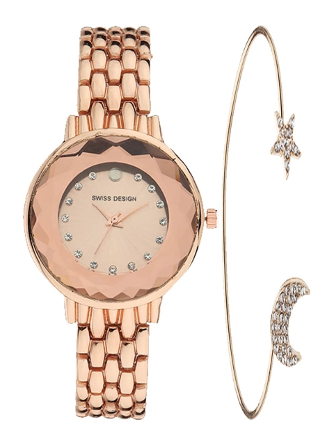 

Swiss Design Women Rose Gold Toned Watch Gift Set