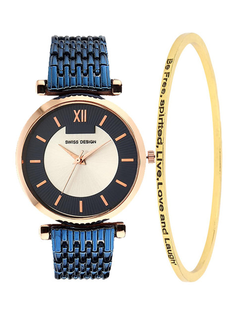 

Swiss Design Women Blue Watch Gift Set SDWGift Set-248