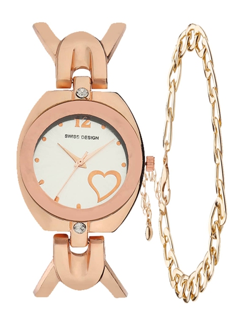 

Swiss Design Women Rose Gold Watch & Bracelet Gift Set